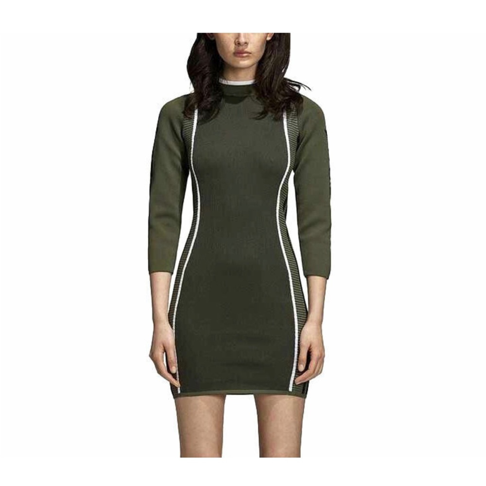 adidas Originals Women's Turtle Neck Knit Logo Bodycon Dress, sz small